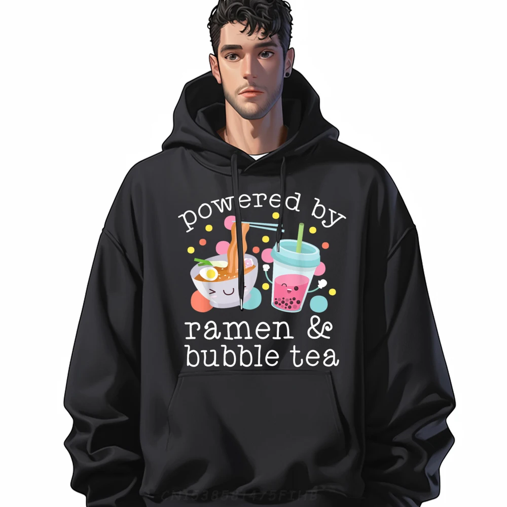 

Bubble Powered By Ramen Boba Tea Noodle Men Clothes Long Sleeve Hoodie Tshirts New In Hoodies & Sweatshirts Long Sleeve Men