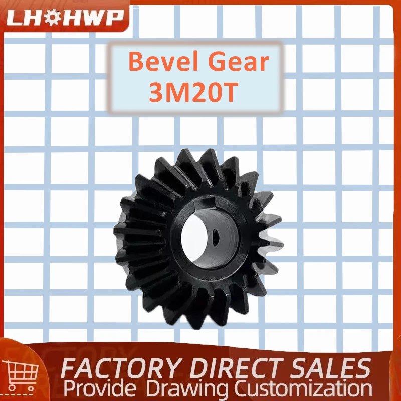 Bevel Gear 3M20Tooth Hole 14/15/16/17/18/19/20/22/24/25/28mm 45 Steel Teeth Surface Quenching Bevel Gears Screw Hole M6 Fixed