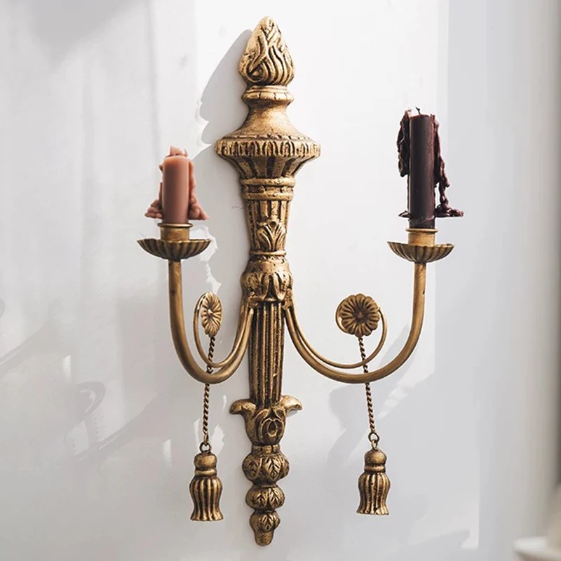 Wall Mounted Candle Holder Metal Living Room Candlesticks Vintage Bedroom Walls Candle Holders Luxury Decoration Ornaments