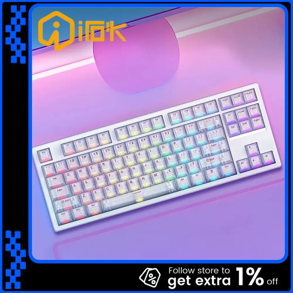 

IROK FE87 V2 IMC Трехрежимная механическая клавиатура, двойная скорость опрокидывания 8K, 0,125 мс, низкая задержка, игровая клавиатура для киберспорта, поддержка SOCD