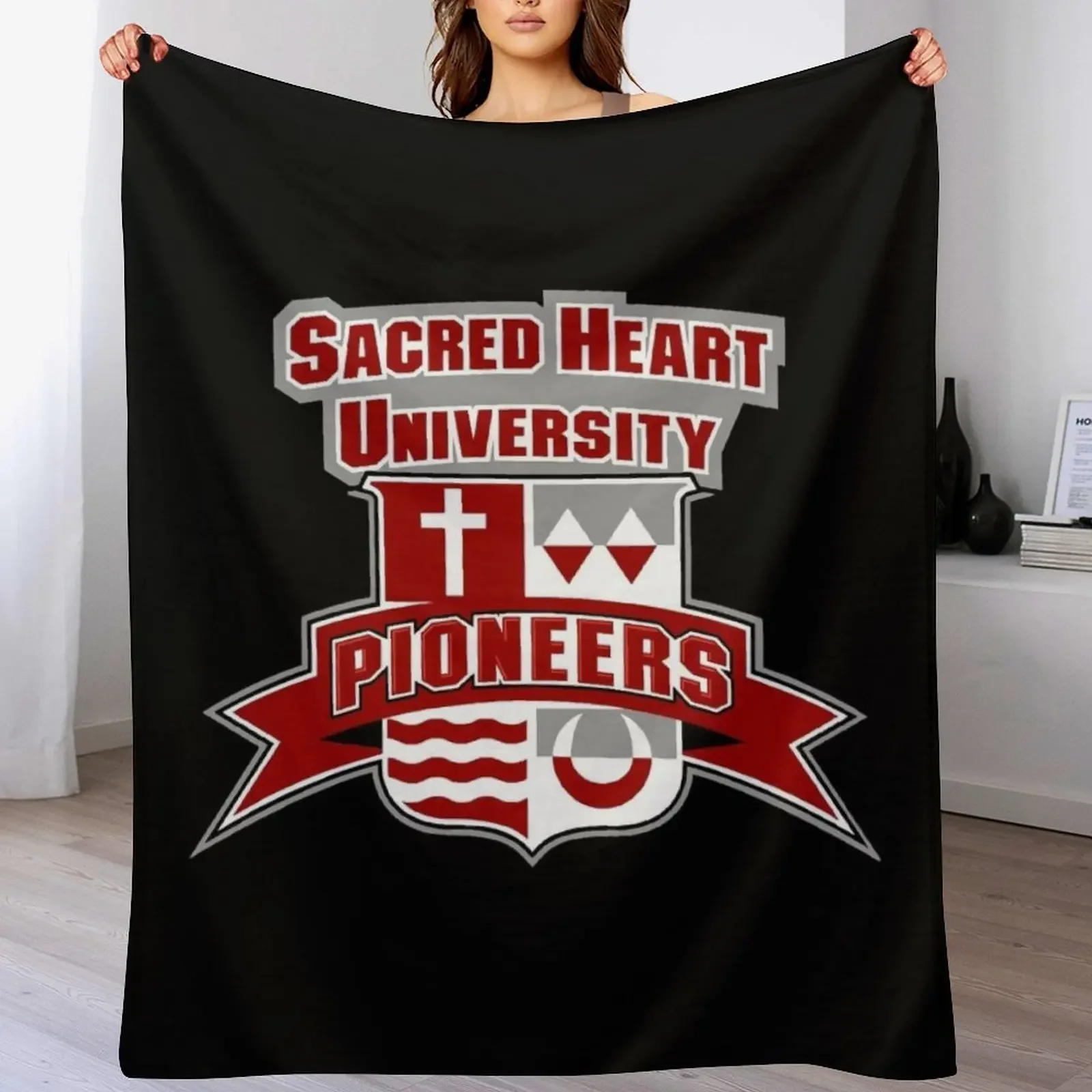 Sacred Heart University Emblem Logo Throw Blanket Warm Accent Blanket for Living Room Decoration