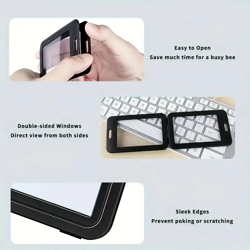 dual-use transparent double-sided work card holder with nylon lanyard - suitable for employees and factory workers