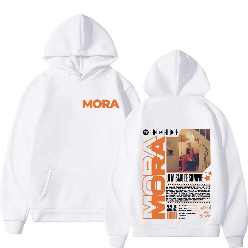 Mora Lo Mismo De Siempre Tour 2025 Merch بلوزات الرجال النساء الهيب هوب القوطية الاتجاه هوديي القمم جودة عالية البلوفرات المتضخم