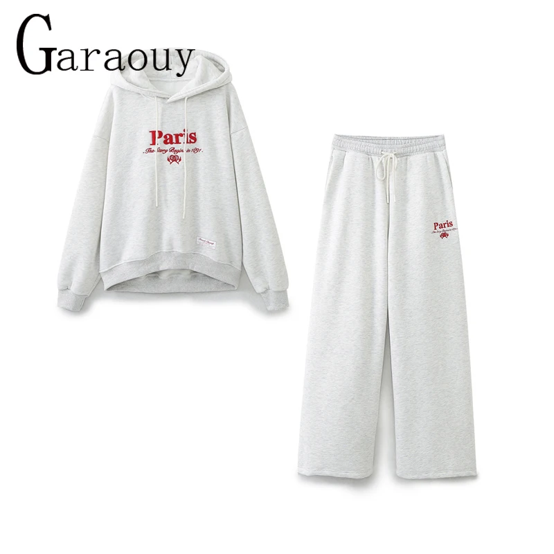 Garaouy Spring Woman Tracksuit Hoodies+Sweatpants 2-Piece Fashion Causal Jogging Sweatshirt Clothes Pullover Fleece Pant Sets