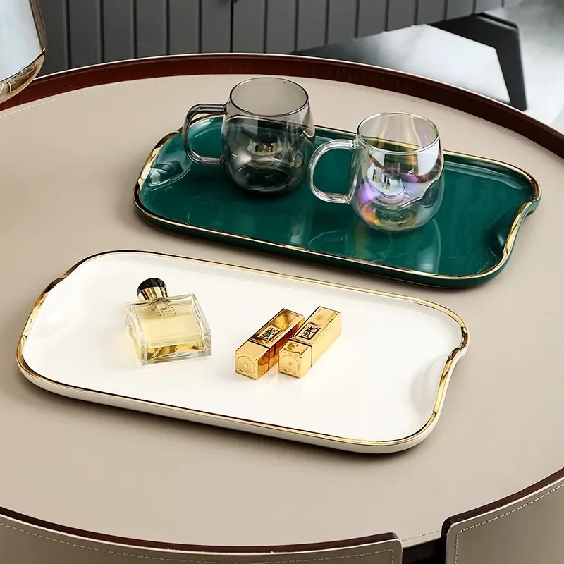 

Modern high-end light luxury tray rectangular home entrance storage for tea cups, kettles, cup holders, ceramics