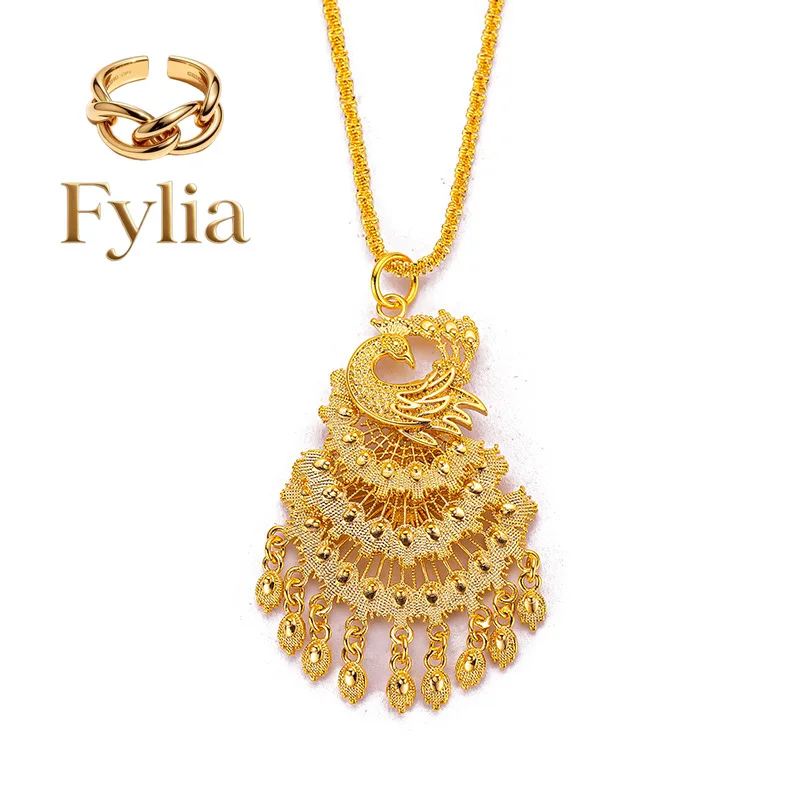 Fylia Jewelry  Fylia Jewelry   Fylia Jewelry   Women's 24K Gold AU999 Vintage Peacock Pendant - Pure gold, timeless vintage peac