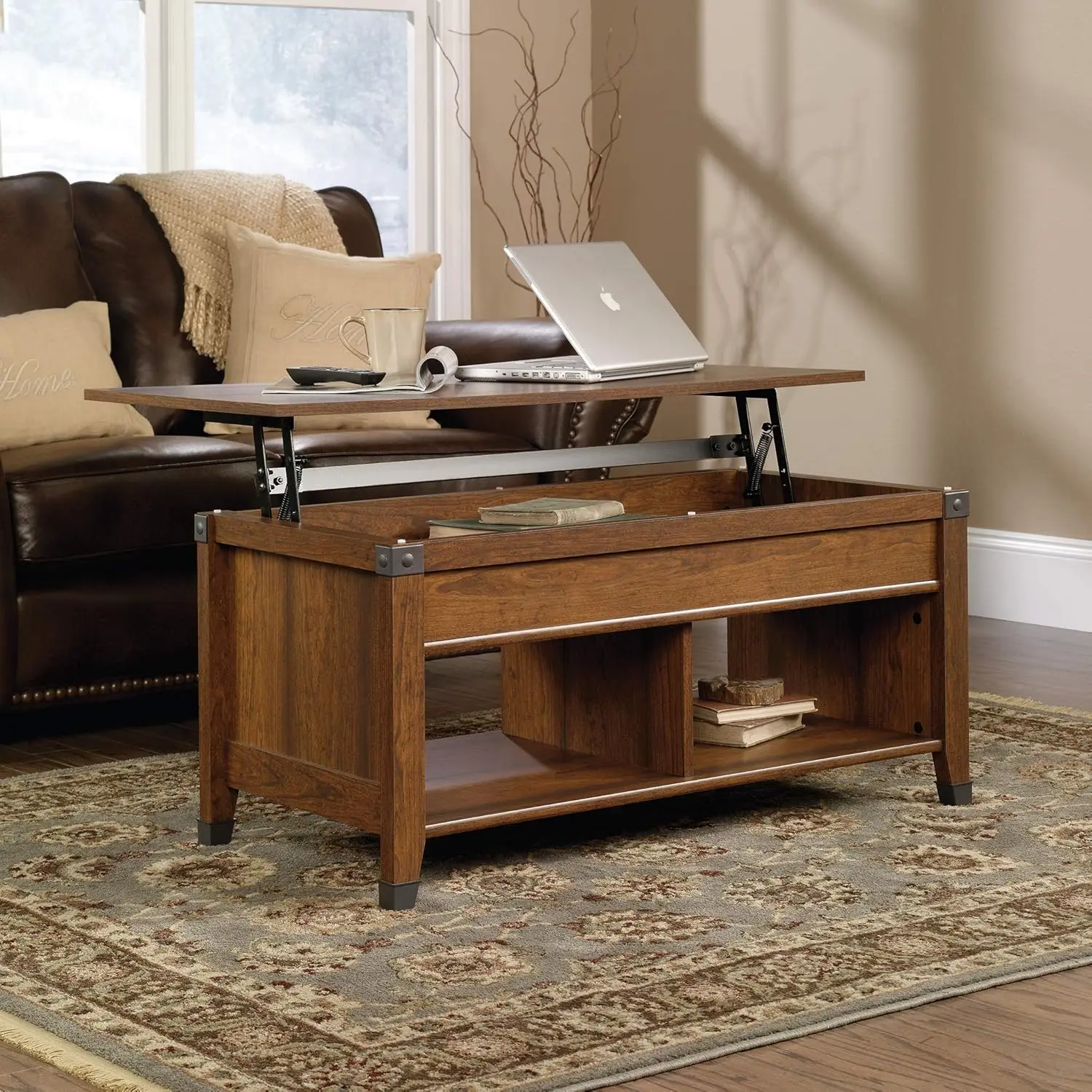 Carson Forge Lift-Top Coffee Table, Washington Cherry finish