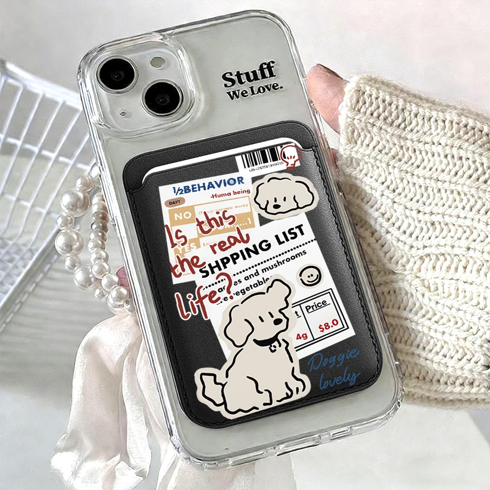 Doggie Lovely Leder-Kartenetui Handyhülle Kartenhalter für Magnetische Hülle Geeignet für alle iPhone Magsafe Karten-Handy-Rückseiten-Taschen – Detail 13