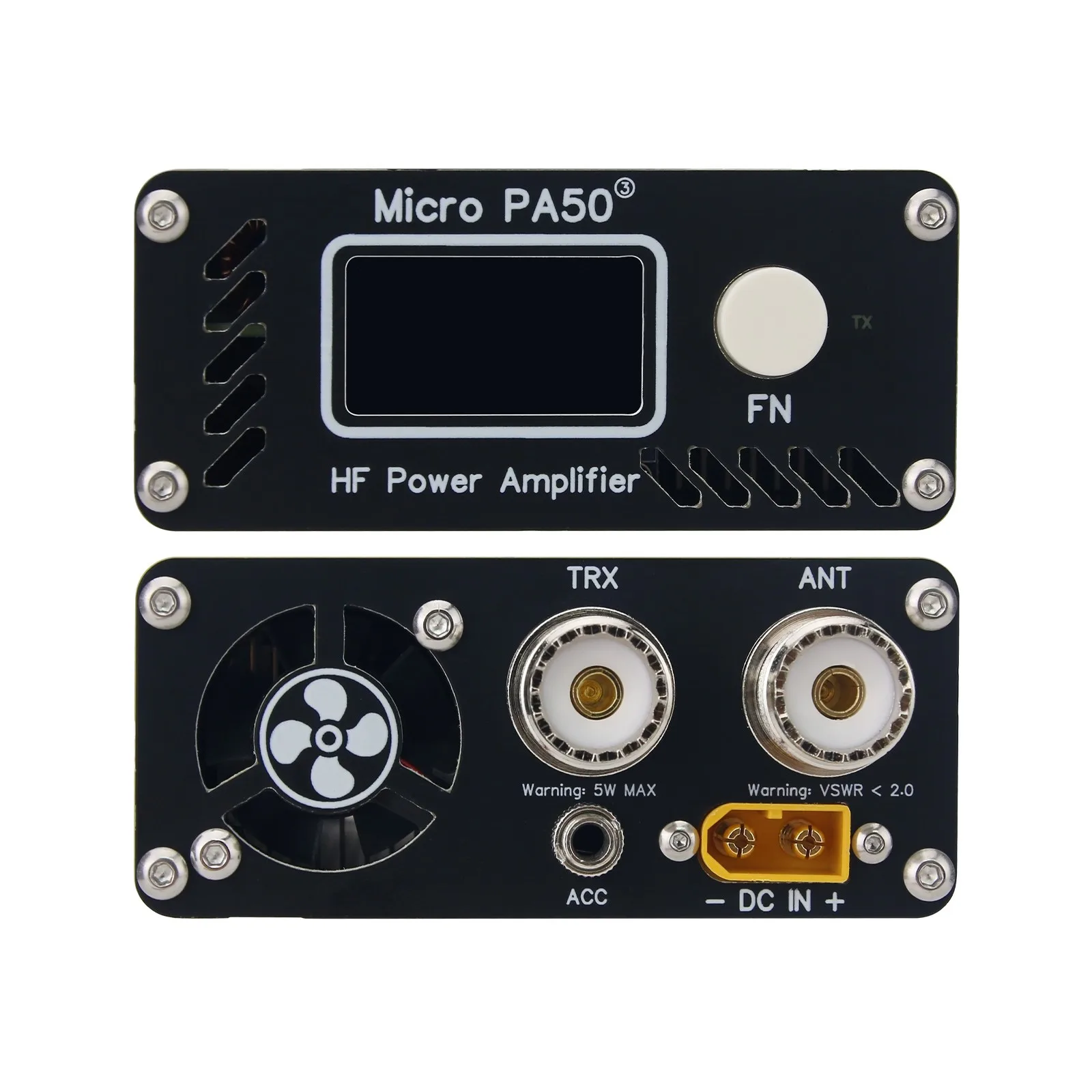 Nuevo 50W Micro PA50-3 tercera generación portátil HF de onda corta 3,5 MHz-30MHz amplificador de potencia con filtro LPF pantalla OLED