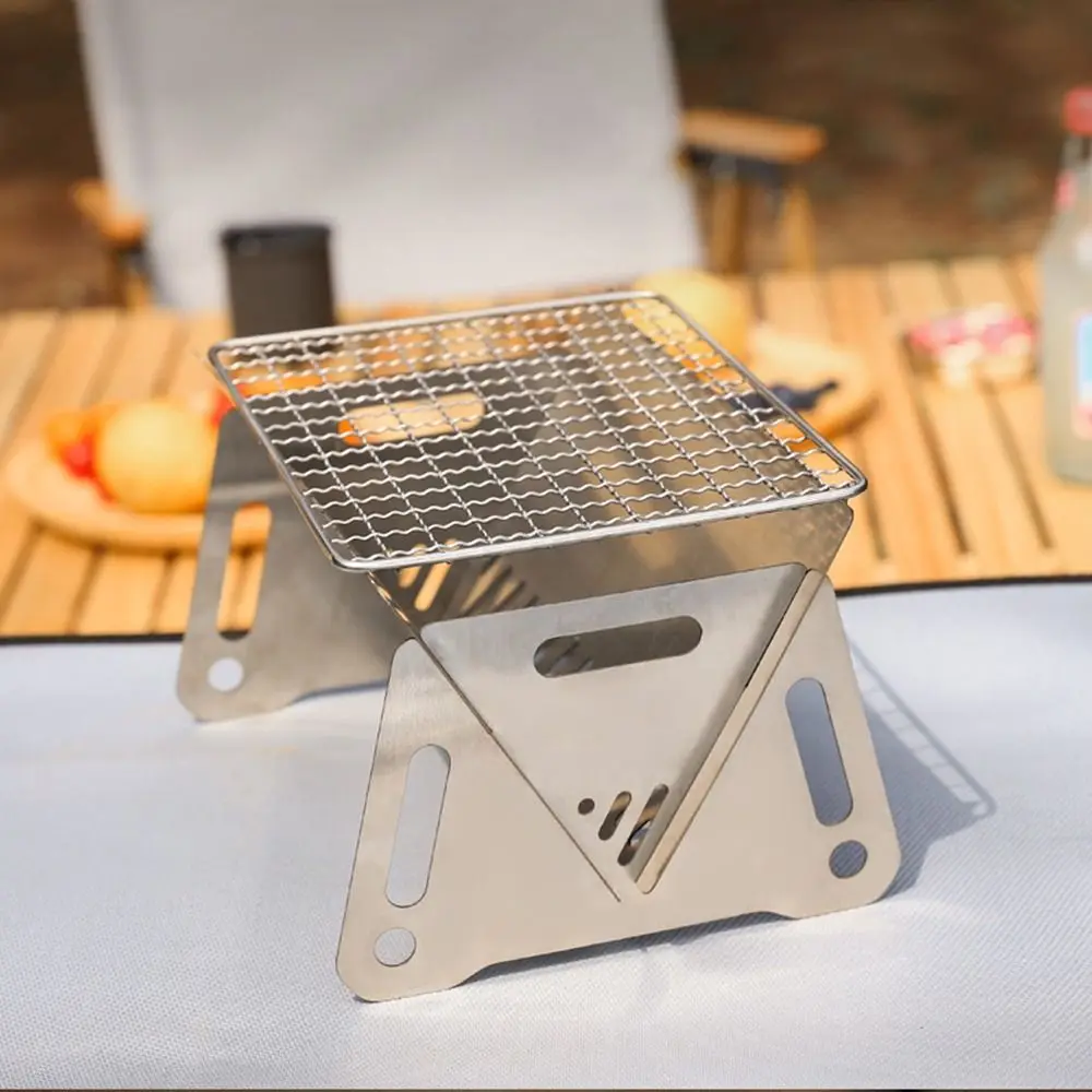 Detachable Folding Barbecue Grill Stainless Steel Durable Grill Rack Corrosion Resistan Outdoor Stove Grill Burn-er Stand Home