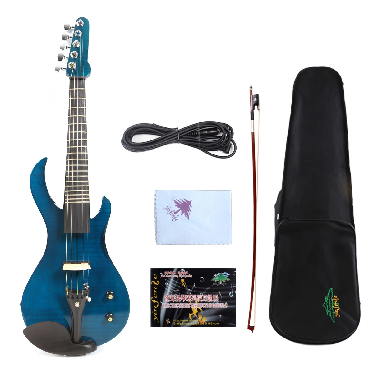 5 String BLUE   FRET Electric Violin New 4/4 Flame guitar shape Solid wood Powerful Sound EV20-15