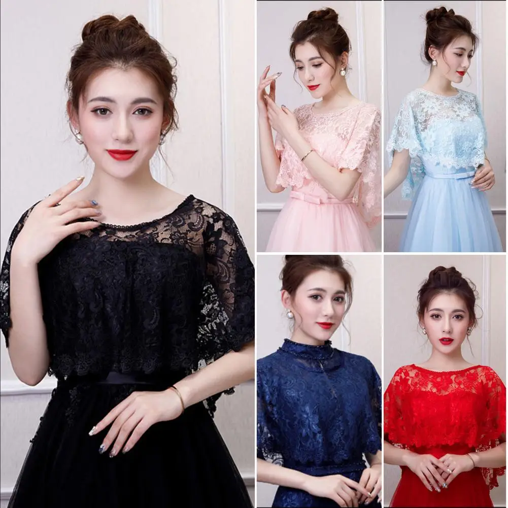 Lace Shawl Evening Party Women Cape Elegant Lace Wedding Shawl Set for Women See-through Lace Shrug Chiffon Bolero for Bridal