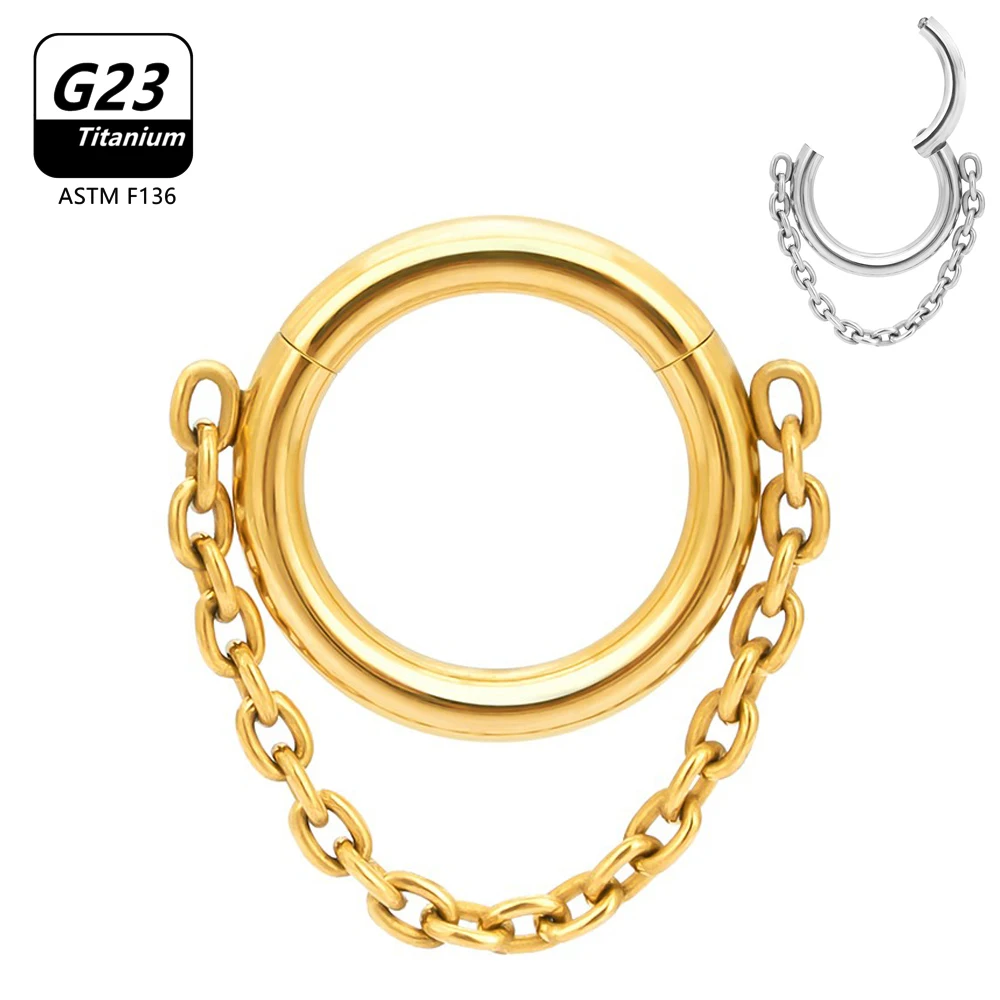 

ASTM F136 Titanium 16G Hinged Segment Hoop Earring Chain Nose Septum Piercing Clicker Ring Ear Cartilage Tragus Helix Jewelry