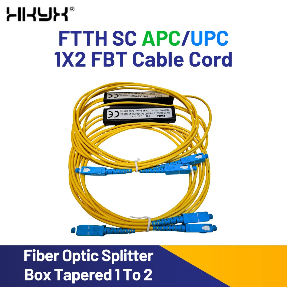 

SC APC/UPC 1X2 FBT Cable Cord Sleeve Taper Type Computer Point Fiber Optic Splitter Box Tapered 1 To 2 Single Mode FTTH