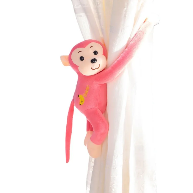 1 Pcs 45CM Long Arm Monkey Plush Toy Anti Collision Pink Banana Curtain Strap Monkey Doll