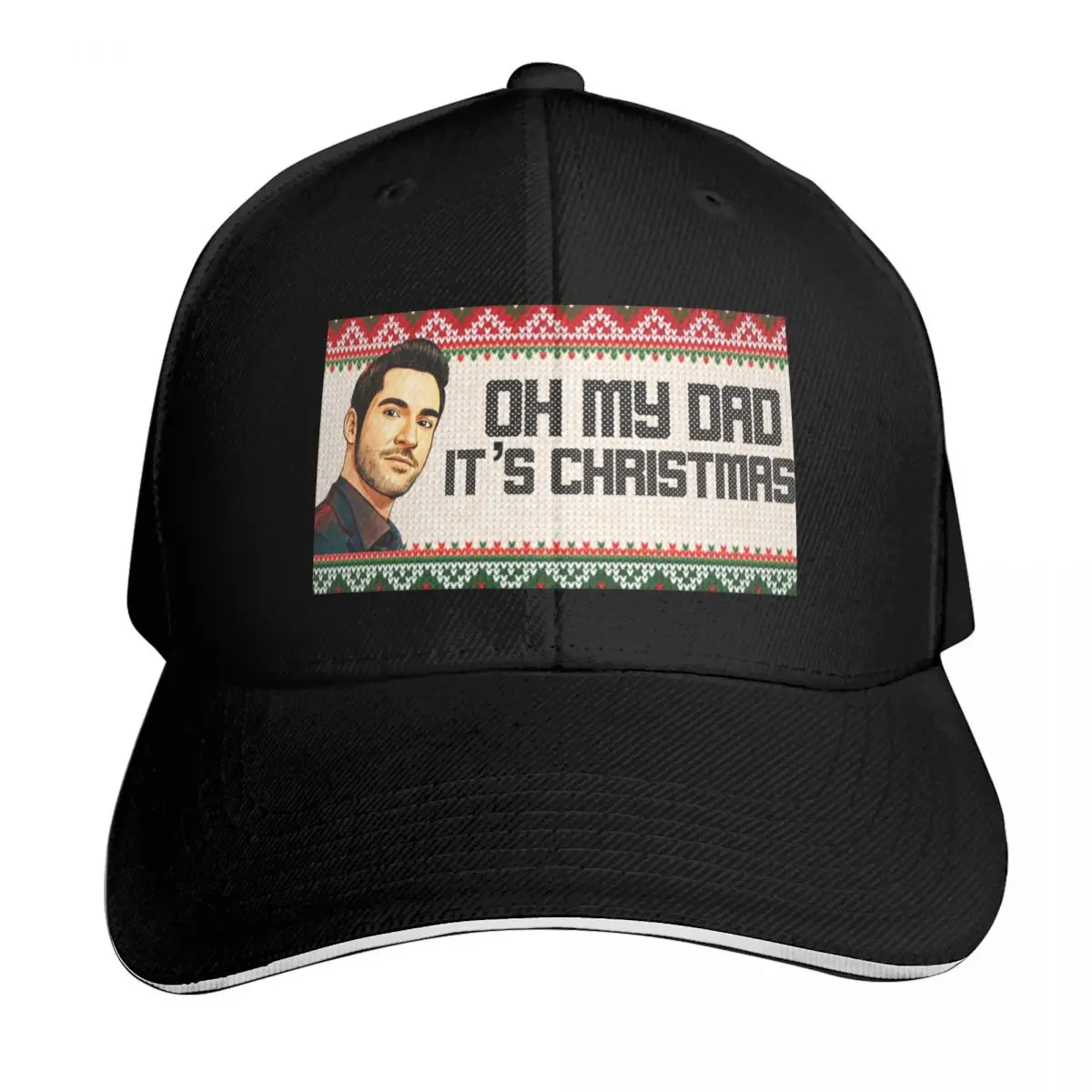 Lucifer oh my dad it’s Christmas Baseball Cap Cotton Twill Breathable Contrast Two Tone Brim Snapback Flat Bill