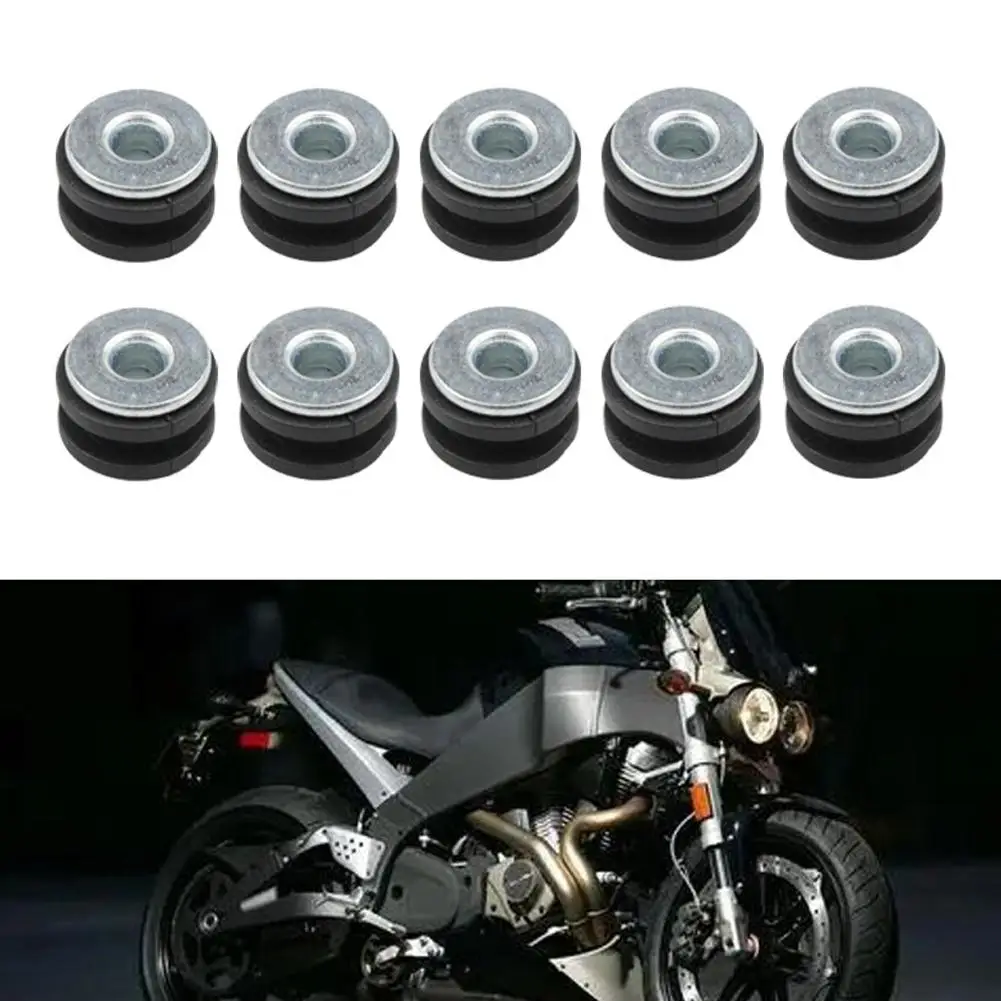 

10Pcs M6 Motorcycle Rubber Fairing Cowling Grommet Washers Gasket Bolts Accessories Rubber Bushing Motor Shock-absorbing Q8P1