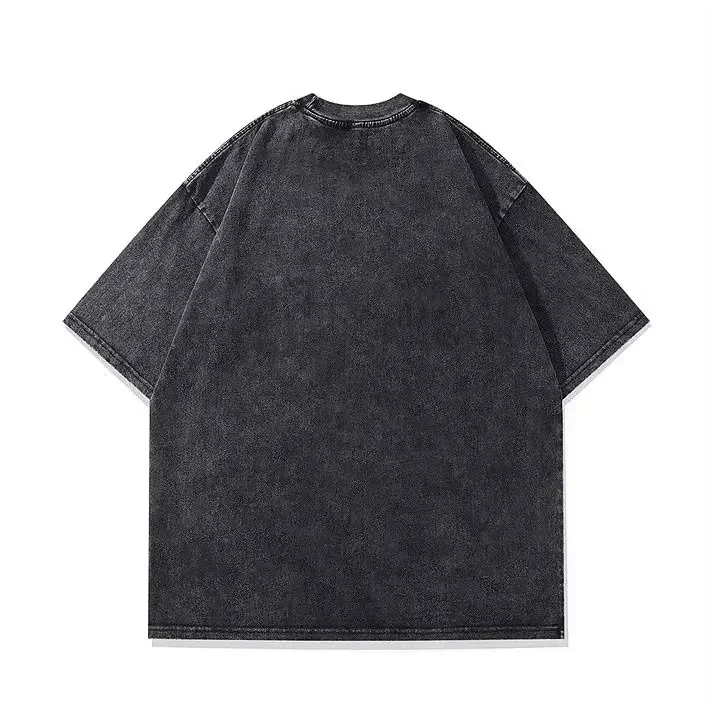 Danqi Yoyo Hip Hop 2025 Retro Washed Black T-Shirt Streetwear Masked Doberman Dog Graphic T Shirt Cotton Men Tshirt