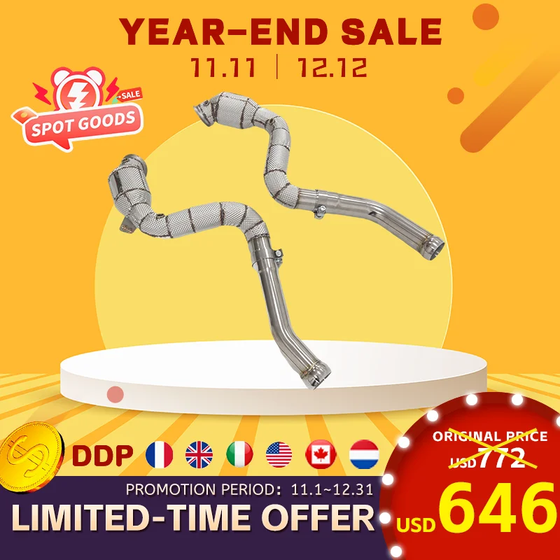 

11.11 HMD Catless/200cell Downpipe Decat Pipe for Mercedes Benz C63 W205 Race Use Max Power Horsepower Gain for car