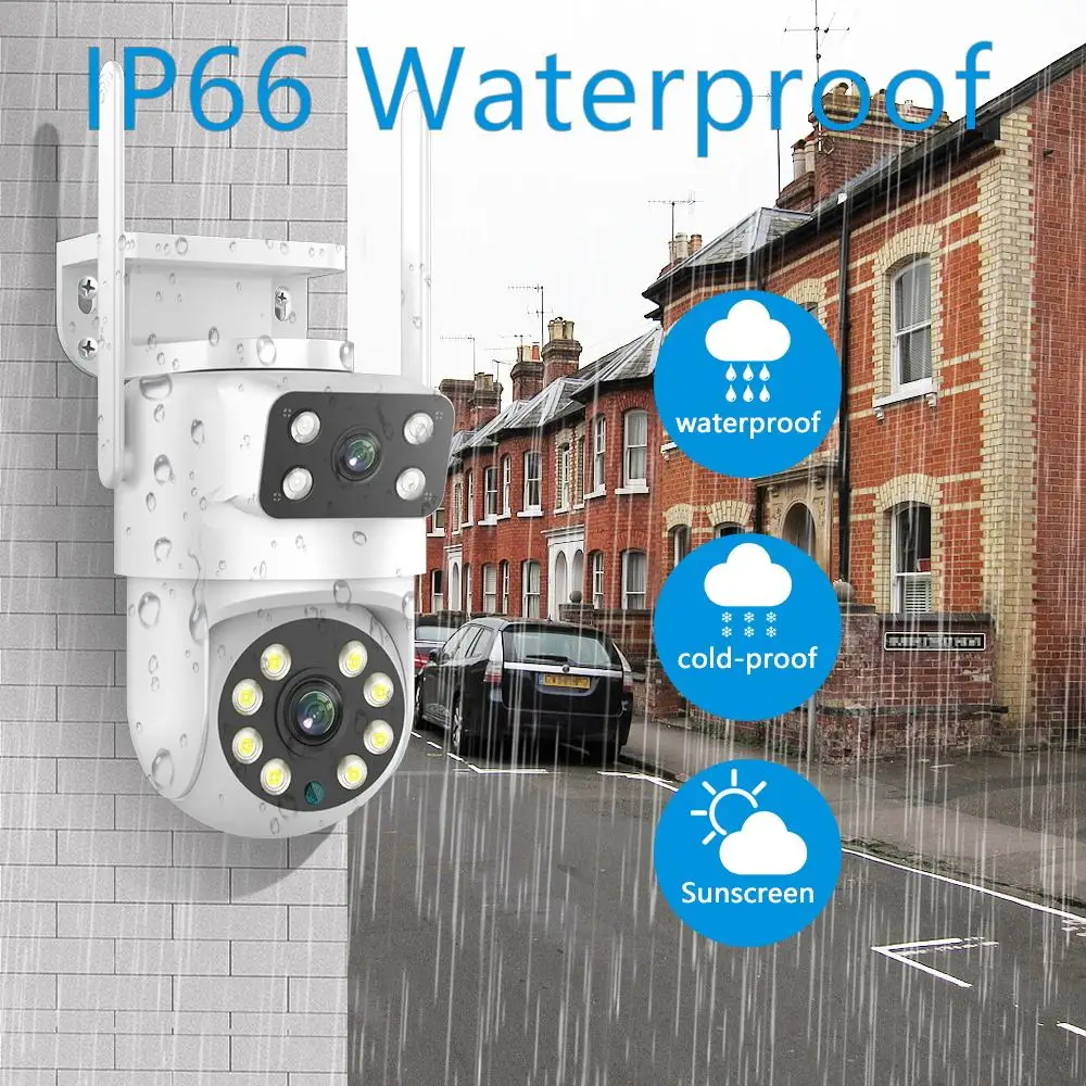 4K 8MP Dual Lens PTZ WIFI Camera Full HD Dual Screen Ai Human Auto Tracking Outdoor 4MP Security Video Surveillance Camera Tuya