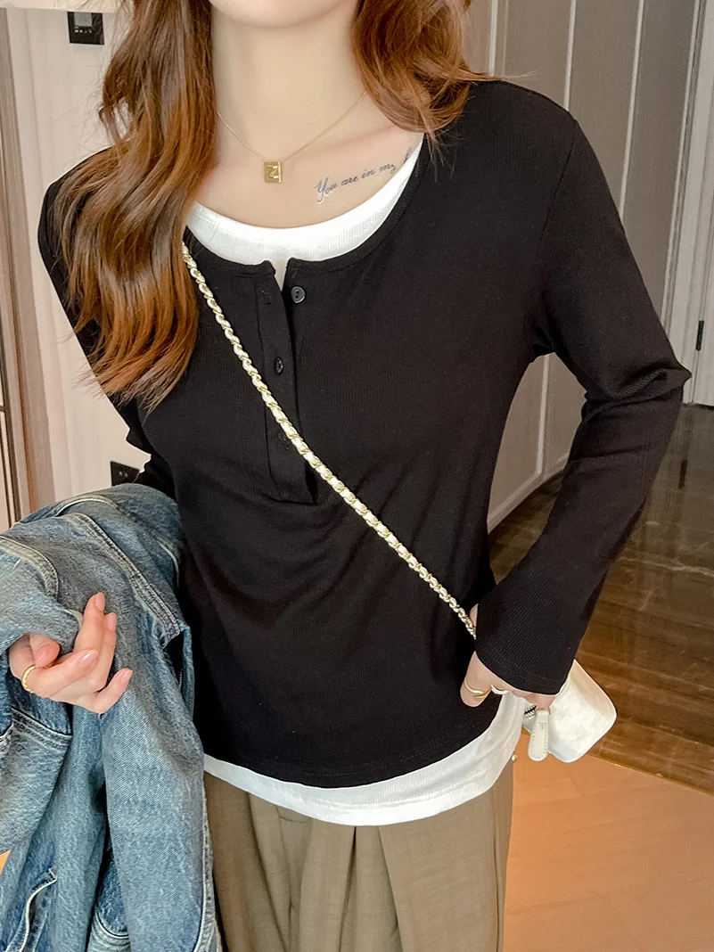 

Long Sleeve T-Shirts Womens Youthful Pink Cotton Tops Relaxed Fit Comfortable Oversized Spring Holiday Party Feminine Style