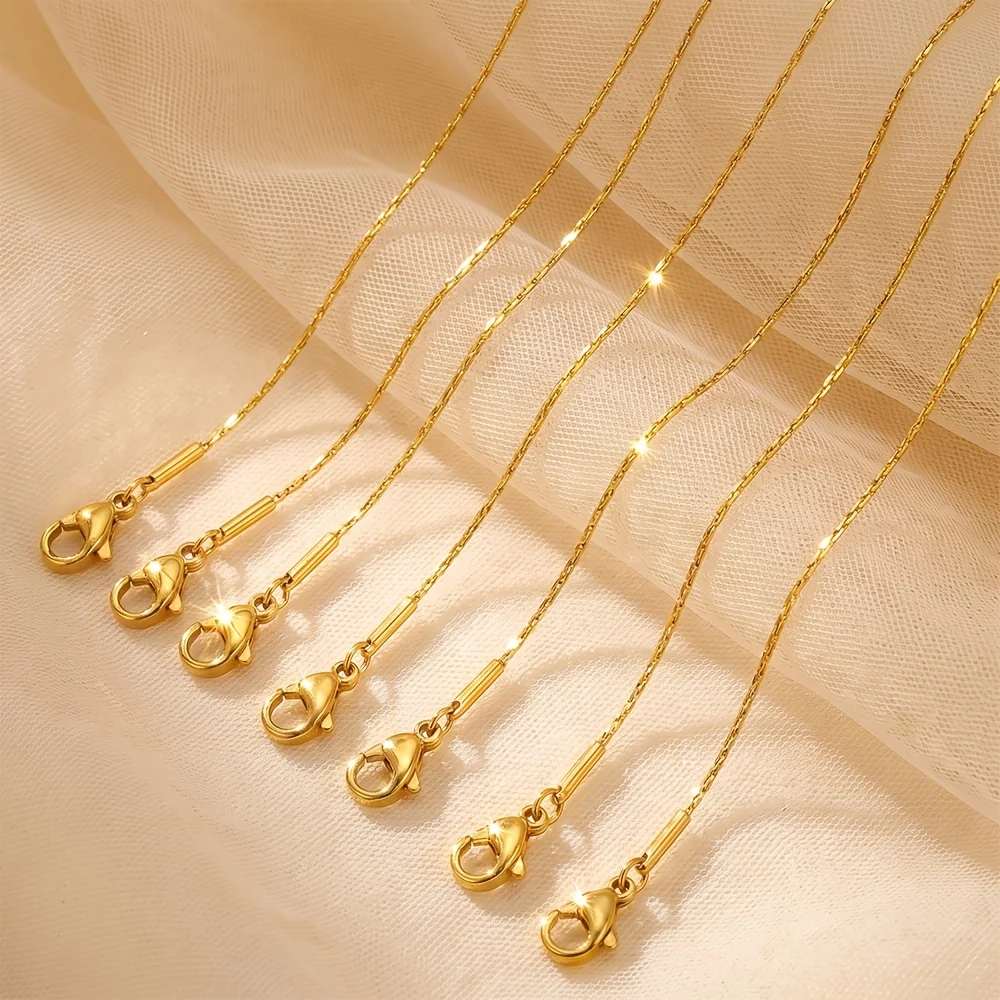 7Pcs Stainless Steel Classic Fine Hammered Round Chain Necklaces, +5Cm/1.96Inch Extension Chain, Waterproof and Durable, Non-Coated, Hypoallergenic Material, Unisex Style, Simple and Fashionable Trendy Couple's Clavicle Chain, Hip-Hop Layered Wear, Suitable for Daily Wear and Parties, Multifunctional DIY Jewelry Making Accessories, Perfect for DIY Enthusiasts