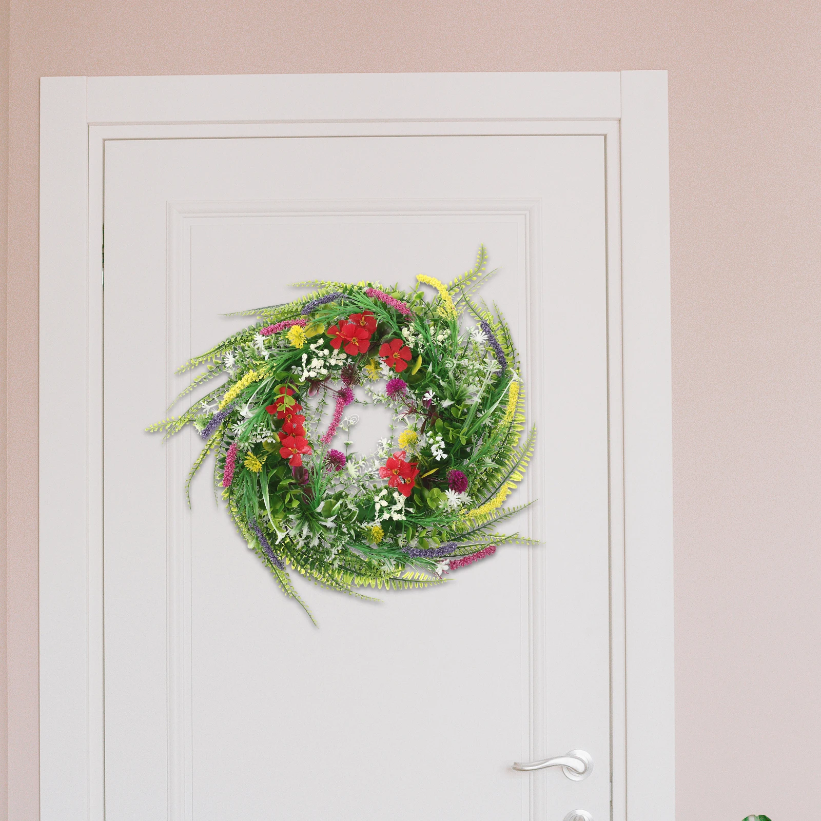 

Artificial Flower Spring Decor Plastic Flower Leaf Wreath Garland Plastic Leaf Front Door Hanging Adornment Party Wreath