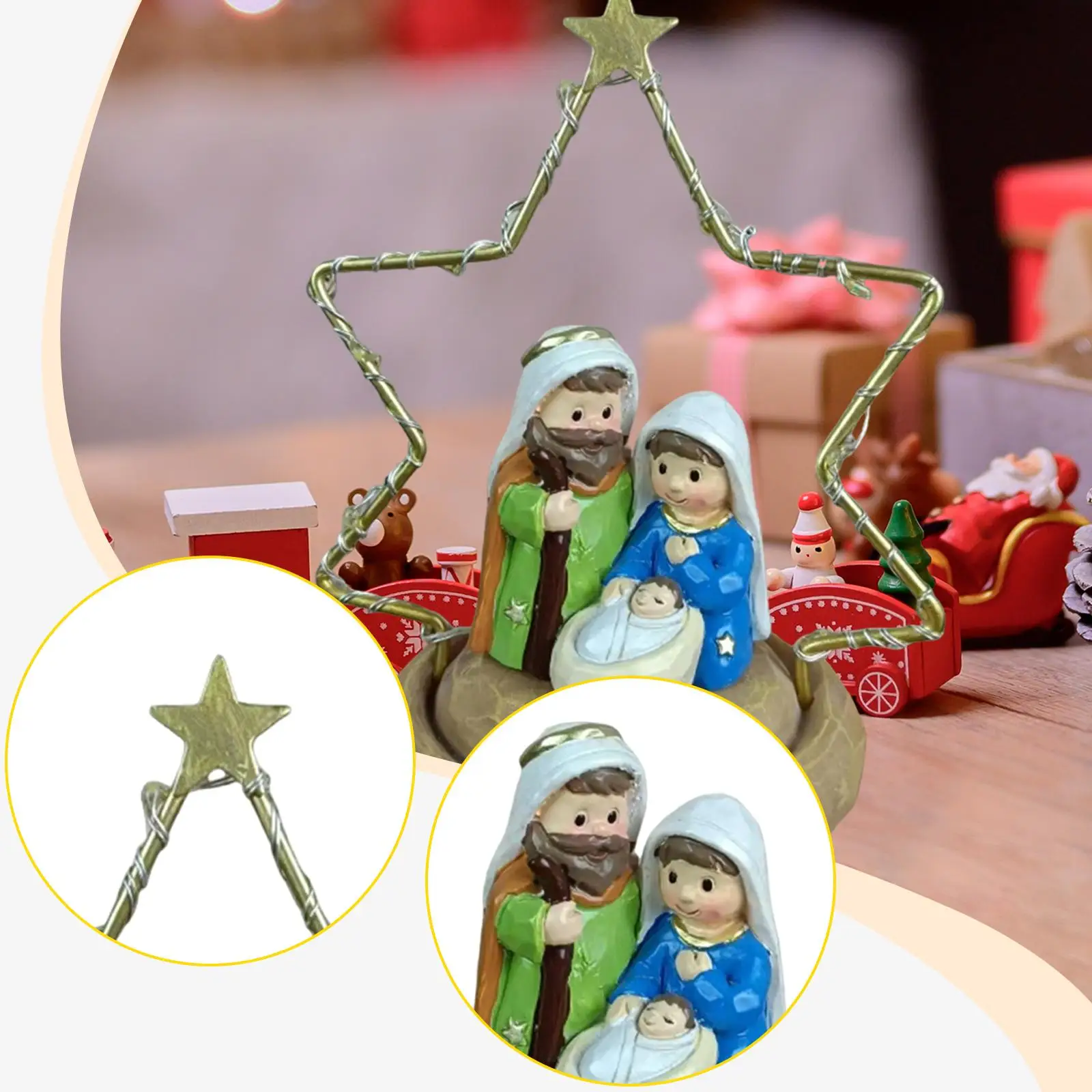 Christmas Nativity Scene Resin Statue Artwork Gift Religious Sculpture for Fireplace Office Hallway Housewarming Bookshelf