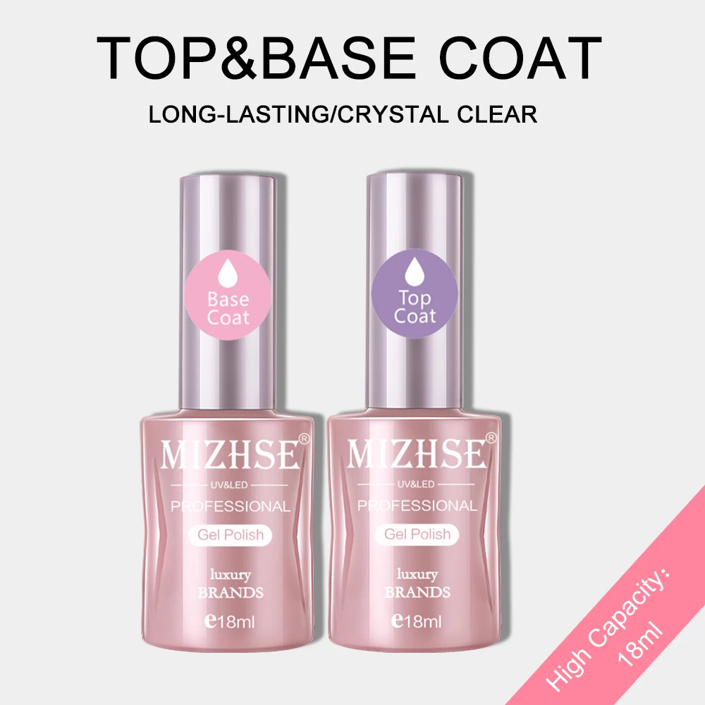 MIZHSE 18ml Base And Top Coat Long Lasting Gel Nail Polish Soak Off UV LED Lamp Gel Matte Top Coat Nail Art Manicure Gel Varnish