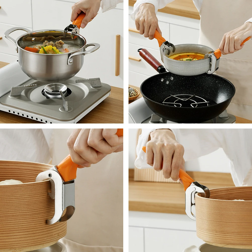 

2Pcs AntiHot Bowl Clip Plate Clamp Kitchen Tool Stainless Steel Drainers Safely Take Hot Bowls Disk Container Tray Steamer Pots