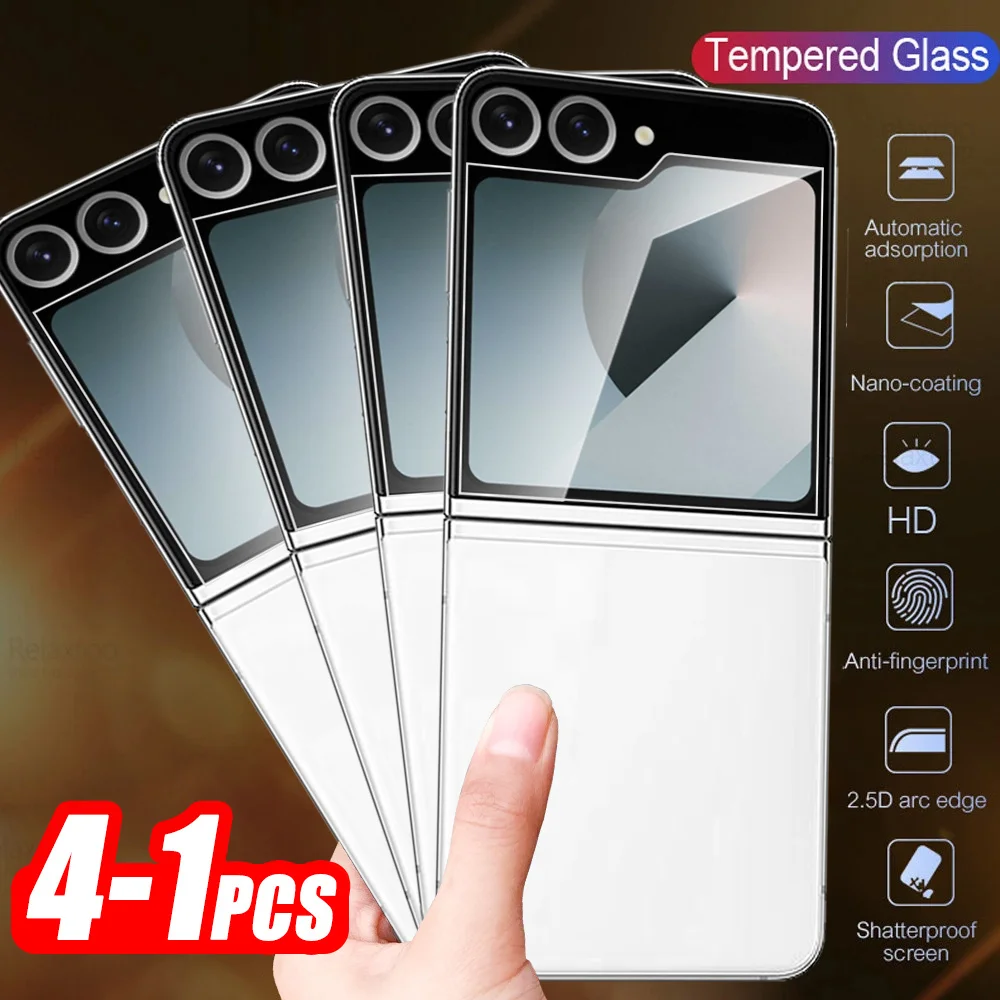 4-1pcs Samsun ZFlip6 Rear Protective Glass Case For Samsung Galaxy Z Flip6 ZFlip Flip 6 5G Back Tempered Glass Screen Protectors