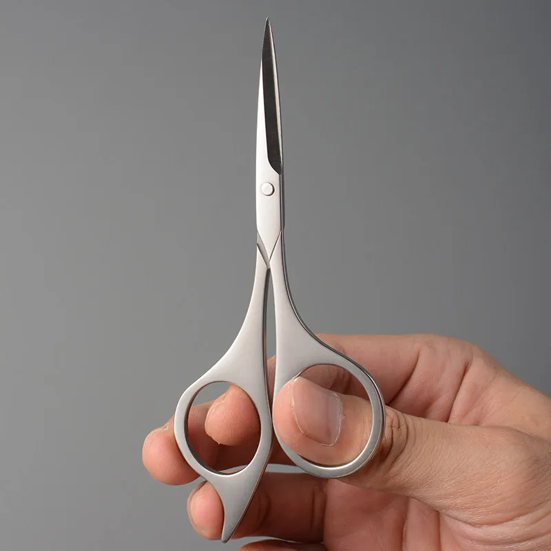 Stainless Steel Serrated Beard Scissors, Manual Eyebrow Eyelash Embroidery Hair Cutting Scissors, Pointed Beauty Grooming Shears