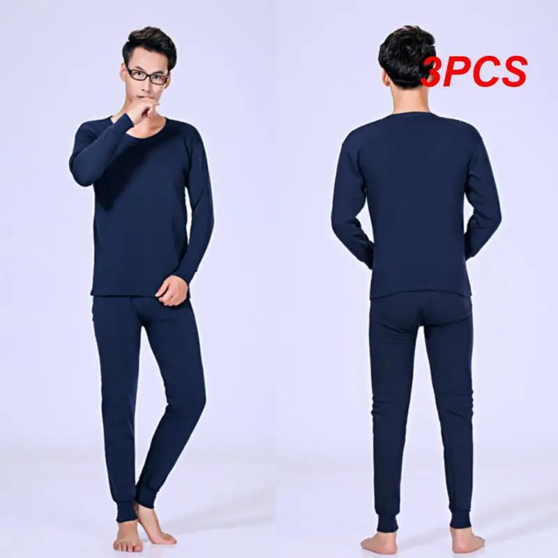 3PCS Men Fleece Lined Thermal Underwear Set Motorcycle Skiing Base Layer Winter Warm Long Johns Shirts & Tops Bottom Suit