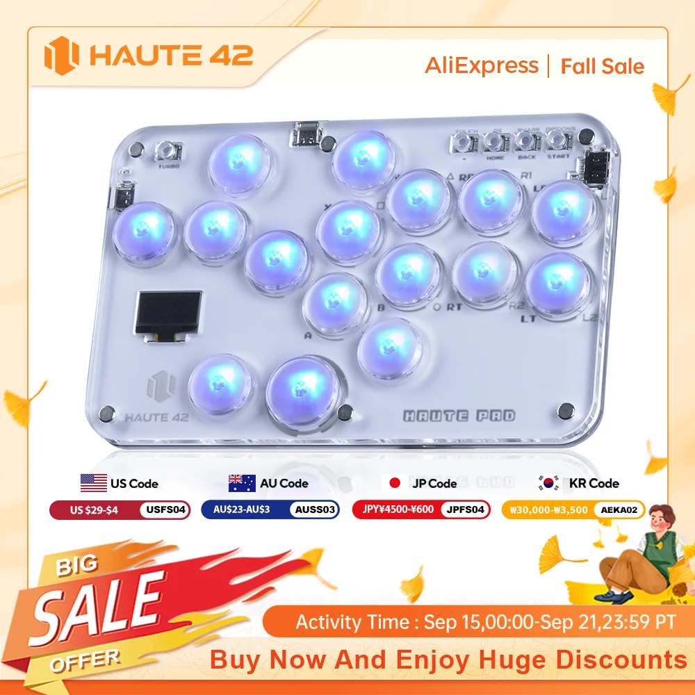 

Haute42 Fighting Stick Mini Hitbox Leverless Controller For PC/PS4/PS5/Switch Joystick Arcade Hitbox Controller Keyboard Gaming