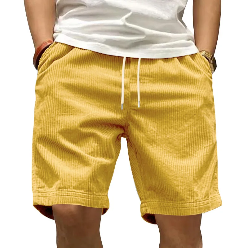 

Summer American Style Men's Heavyweight Loose Amekaji Corduroy Trendy Beach Athletic Shorts