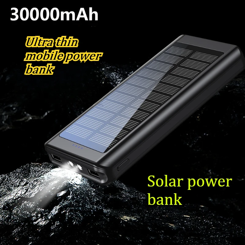 30000mAh 3.7V Ultra-thin Mobile Power Bank with Built-in  Flashlight  Outdoor Solar Energy, Long Endurance Power  Bank