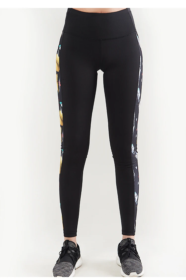

Yoga Pants Ladies Sport Fitness Hi-rise Side Panel Printed Leggings