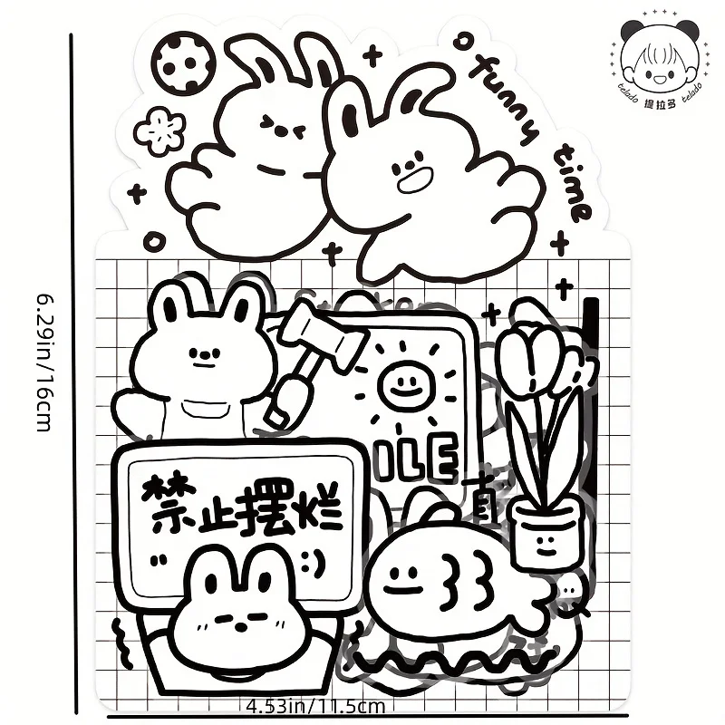 26/34pcs PET Waterproof Stickers White Rabbit Fruit Decorative Stickers for Collage Scrapbooking DIY Journaling Gift Stickers