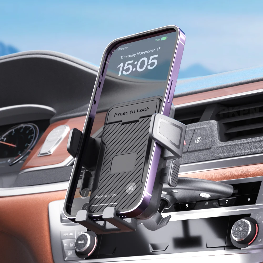 

Universal Car Phone Holder CD Slot Mounting Bracket Triangular Clamping Chuck for iPhone 16 15 14 13 12xiaomi Samsung 4-7 Inch