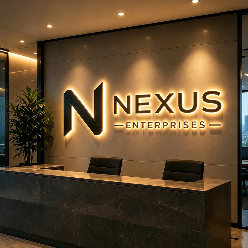Custom LED Light 3D Gold Metal Backlit Sign Illuminated Company Name Letters for Office Wall Shop Front Indoor Outdoor