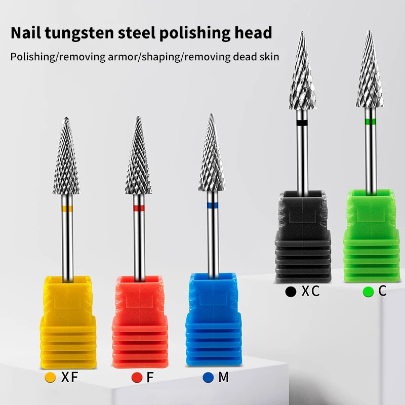 Tungsten Steel Milling Cutters For Manicure, Removing Gel Polish Nail Drill Bits Umbrella Shape Electric Equipment Tools
