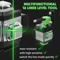 4D 16 Lines Laser Level Tool Self-leveling laser level 360 Vertical Horizontal Cross Measure Green Beam With Bracket Battery