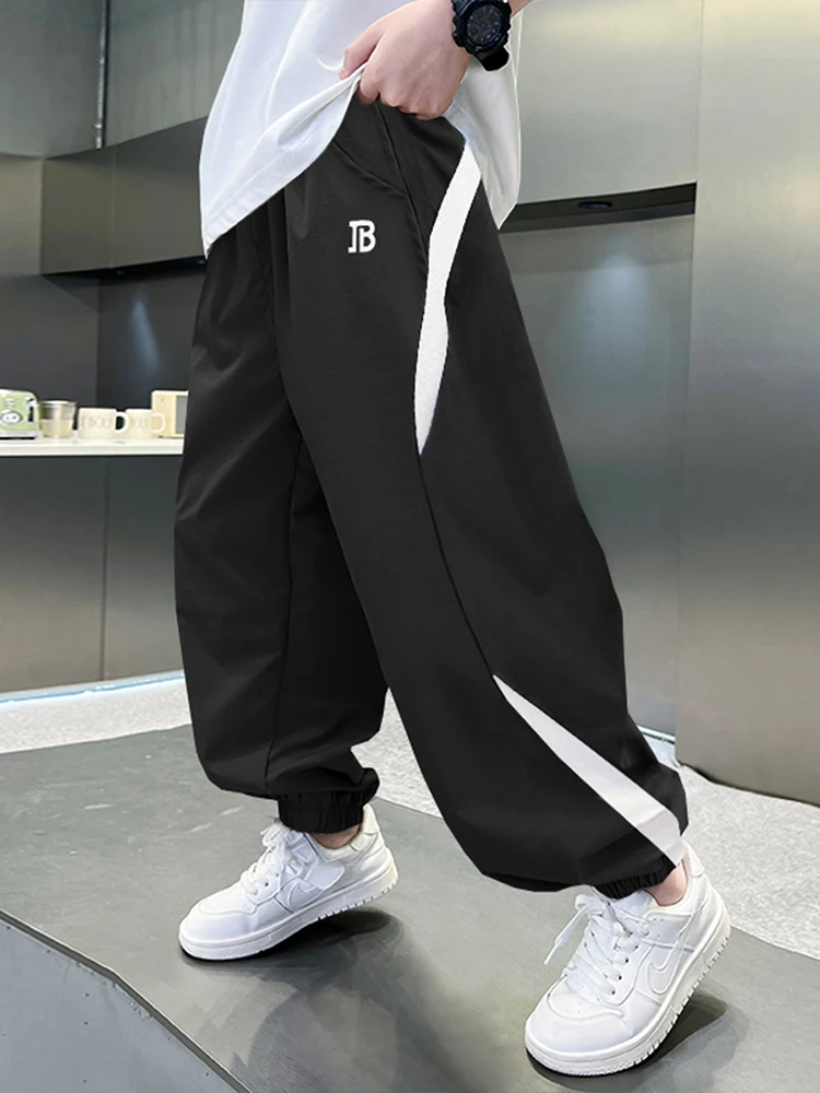 速乾性軽量アイスシルクカジュアルパンツ男の子用防蚊夏服薄型モデル弾性ウエスト長ズボン
