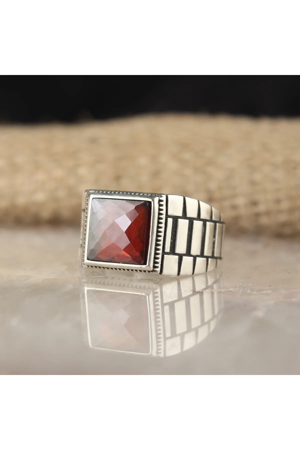 

Zircon Stone Clock Model 925 Sterling Silver Men 'S Ring