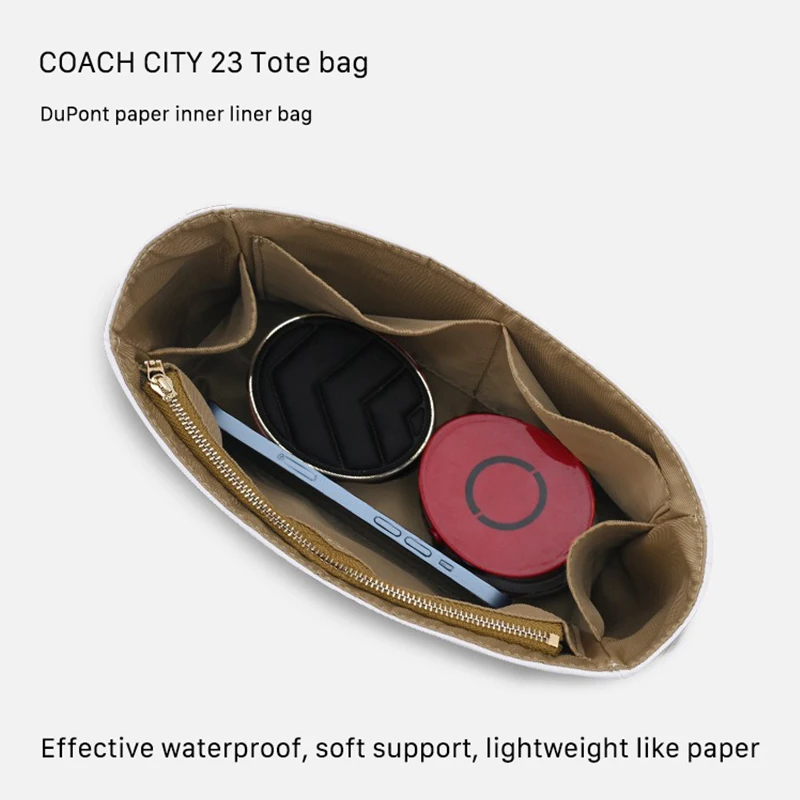For Co-ach City Bag Organizer Insert (Fit 23,30,33) | Premium Microfiber Purse Organizer | Removable Cosmetic & Travel Storage