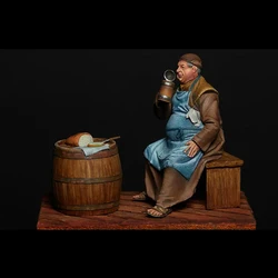 Resin soldier 1/24 man ancient officer sit Model Unassambled Unpainted Figure Building Kit