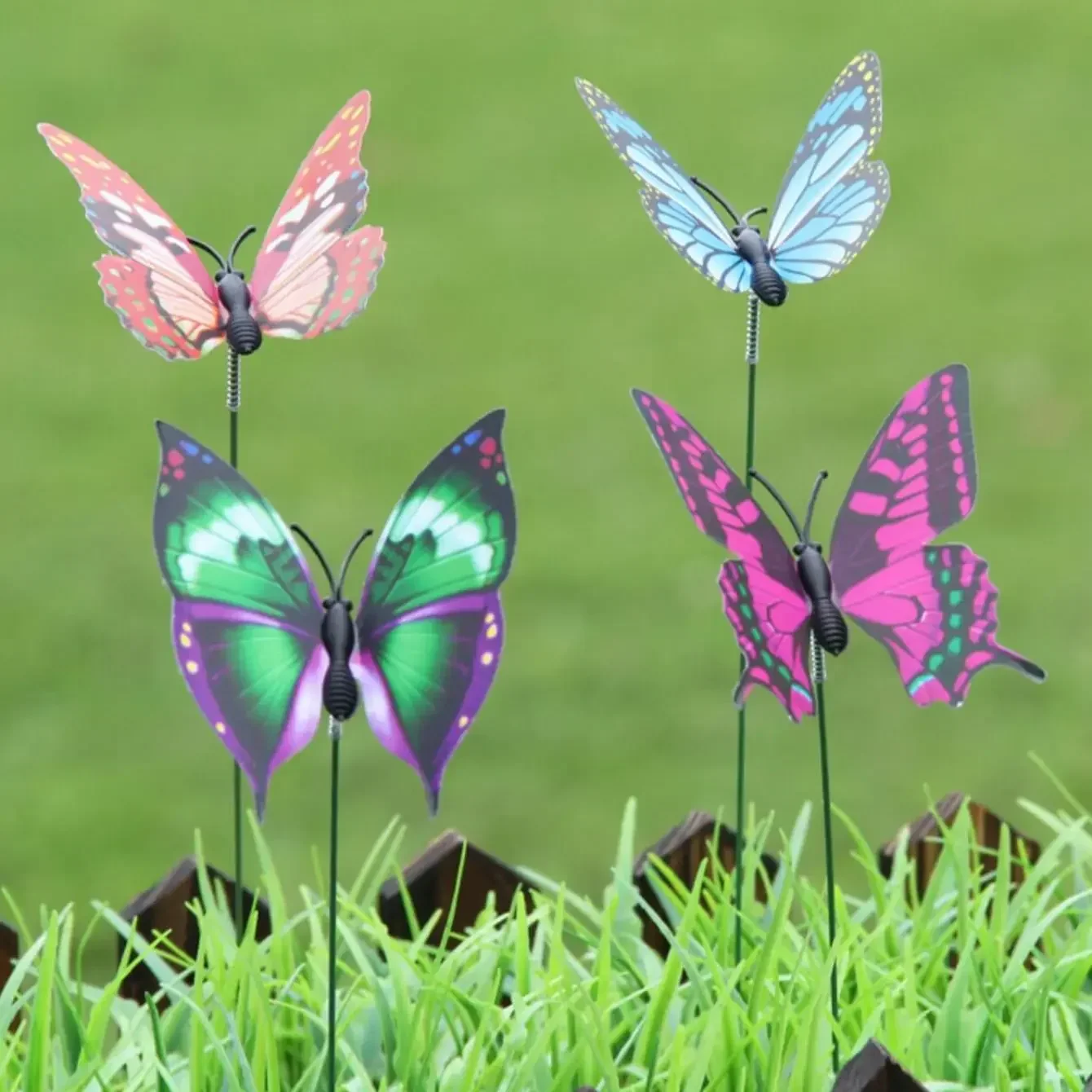 

50 шт.-Бабочка для украшения сада, ворс, сад, лужайка, украшение в виде бабочки для двора - случайные цвета