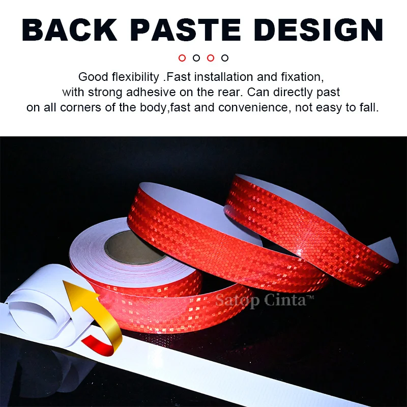 5cm*50m Honeycomb Red Reflective Safety Tapes Waterproof Adhesive Reflectors Stickers Safety Warning Decal For Vehicle Car Truck