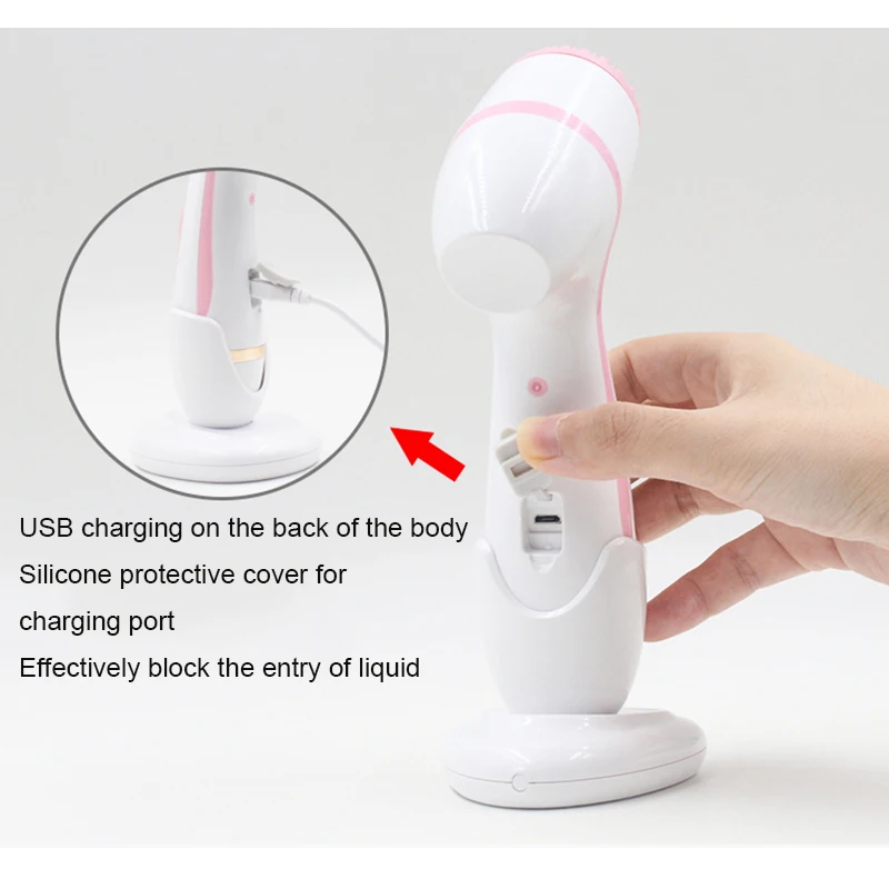 Ultrasonic Electric Cleansing Brush 3 In 1 Face Massagers Sonic Rotating Cleansing Brush Galvanic Remove Blackheads Tool