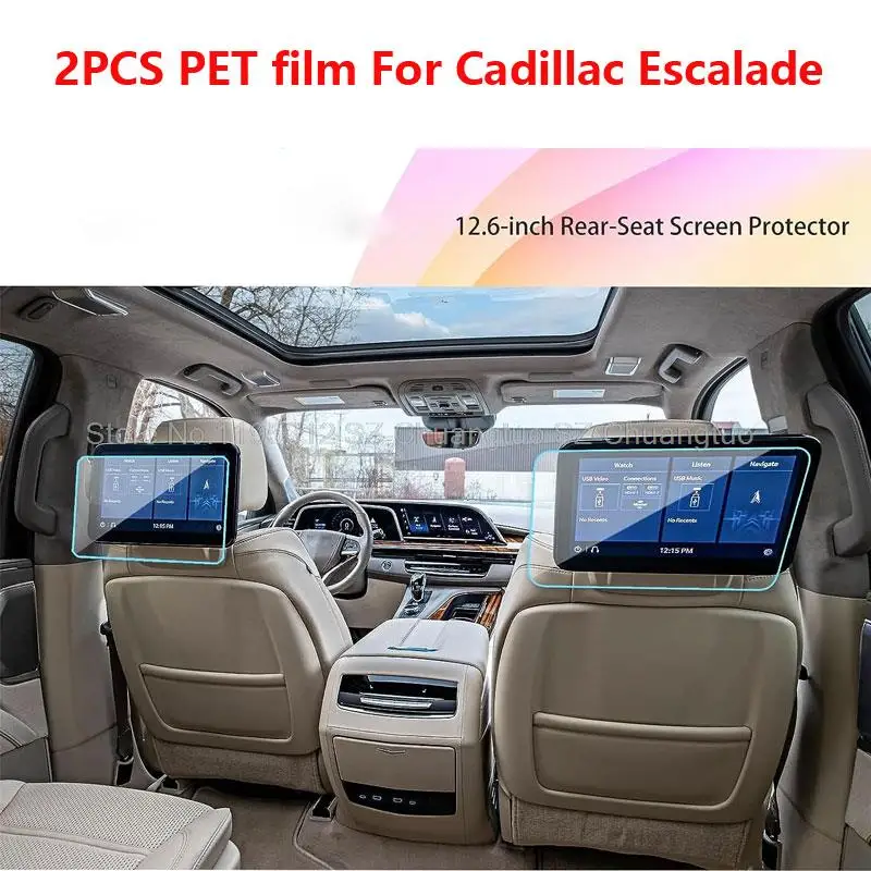 2PCS PET film For Cadillac Escalade 2021 2022 2023 12.6-inch Rear-Seat Media Touch-Screens Protector car interior Accessories